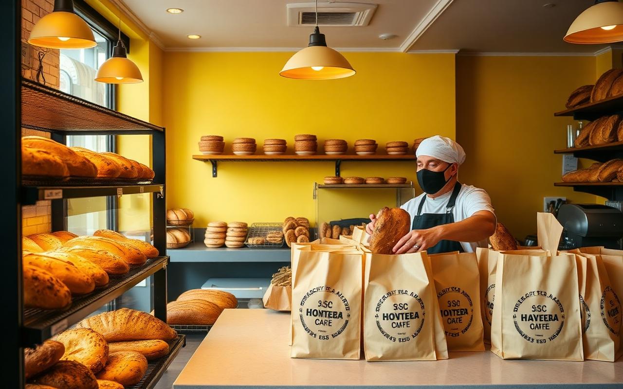 Padaria parceira PremiaPão em São Paulo entregando pães em embalagens personalizadas